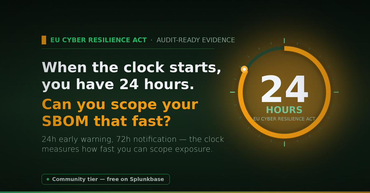When the EU Cyber Resilience Act Clock Starts, You Have 24 Hours. Can You Scope Your SBOM That Fast?